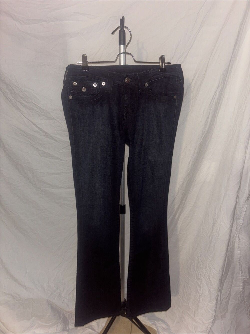 True Religion Women's Jeans Size 28 Blue Dark Wash Stretch Bootcut, Low Rise